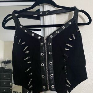 Killstar Black Spike-Stud Crop Top